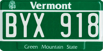 VT license plate BYX918