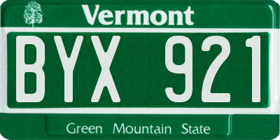 VT license plate BYX921