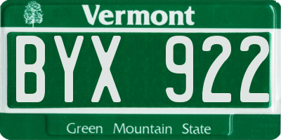 VT license plate BYX922