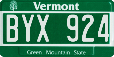 VT license plate BYX924