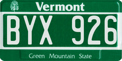 VT license plate BYX926