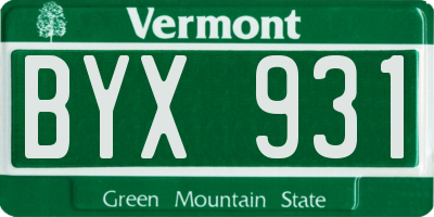 VT license plate BYX931