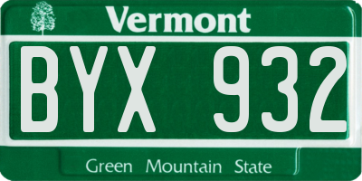 VT license plate BYX932