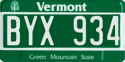 VT license plate BYX934