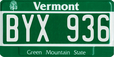 VT license plate BYX936