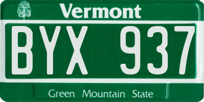VT license plate BYX937
