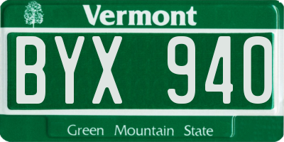 VT license plate BYX940