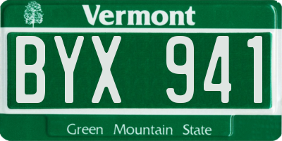 VT license plate BYX941