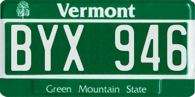 VT license plate BYX946