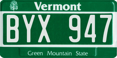 VT license plate BYX947