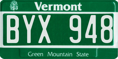 VT license plate BYX948