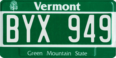 VT license plate BYX949