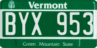 VT license plate BYX953