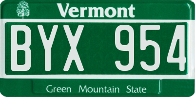 VT license plate BYX954