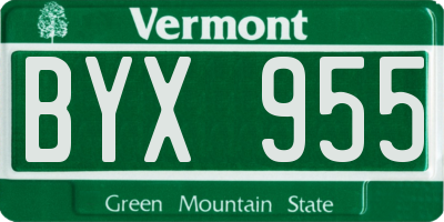 VT license plate BYX955