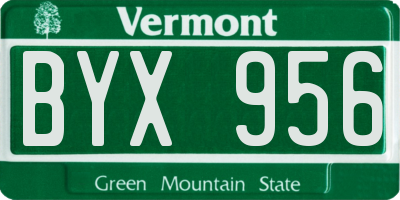 VT license plate BYX956