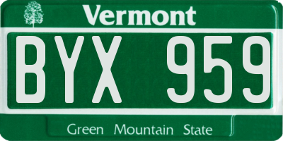 VT license plate BYX959