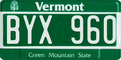 VT license plate BYX960