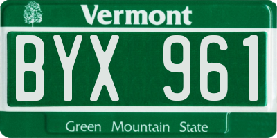 VT license plate BYX961