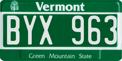 VT license plate BYX963