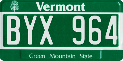 VT license plate BYX964