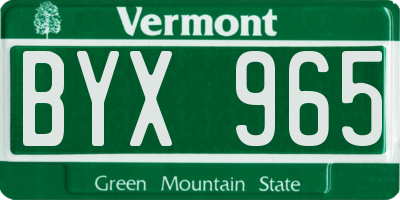 VT license plate BYX965
