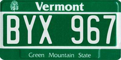 VT license plate BYX967