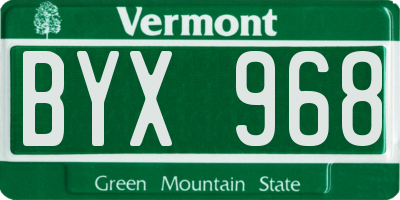 VT license plate BYX968