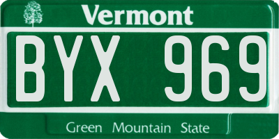 VT license plate BYX969