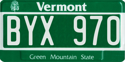 VT license plate BYX970