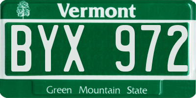VT license plate BYX972