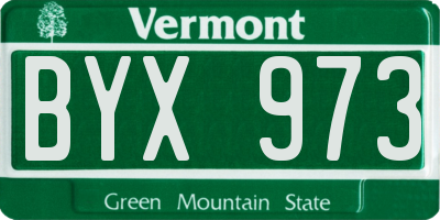 VT license plate BYX973
