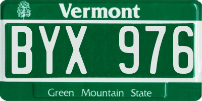 VT license plate BYX976