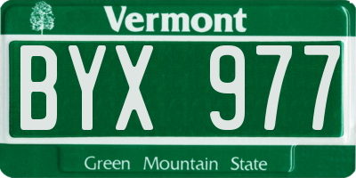 VT license plate BYX977
