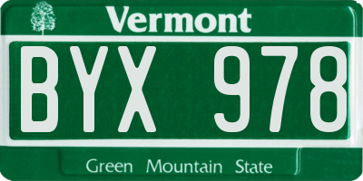 VT license plate BYX978