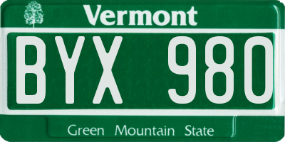 VT license plate BYX980