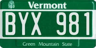 VT license plate BYX981