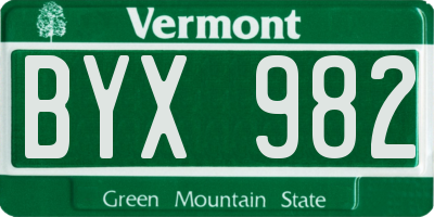 VT license plate BYX982
