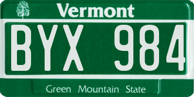 VT license plate BYX984