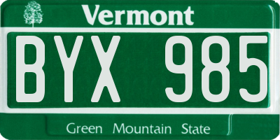 VT license plate BYX985