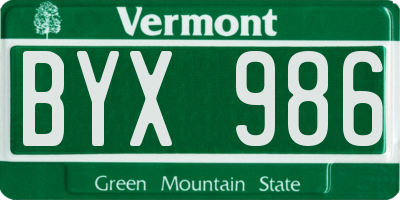 VT license plate BYX986