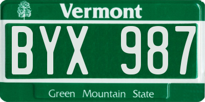 VT license plate BYX987
