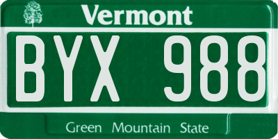 VT license plate BYX988
