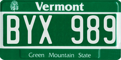 VT license plate BYX989