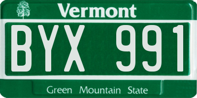 VT license plate BYX991