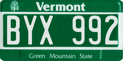 VT license plate BYX992