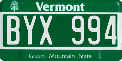 VT license plate BYX994