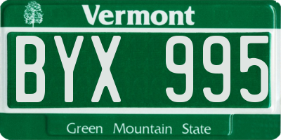 VT license plate BYX995