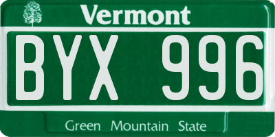 VT license plate BYX996