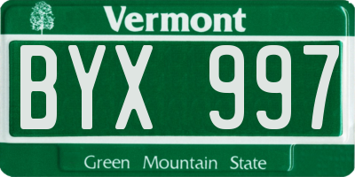 VT license plate BYX997